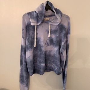 Hollister Cropped Hoodie Tie Dye Blue Sz Large